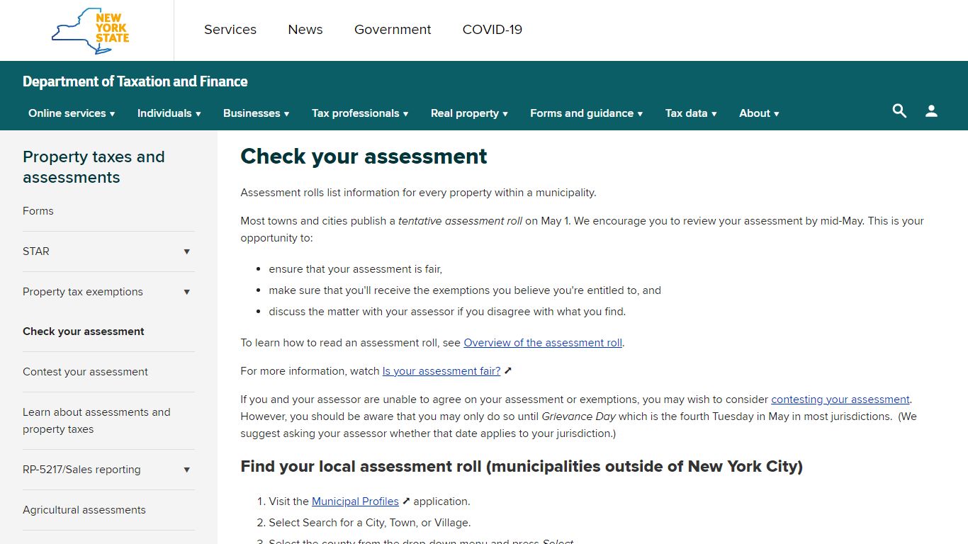 Check your assessment - Government of New York